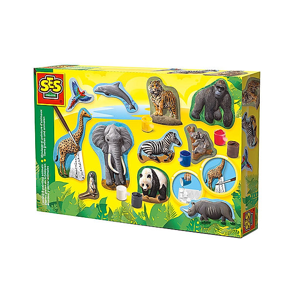 SES Creative Bastel-Set RELIEF GIEßEN – WILDE TIERE 9-teilig