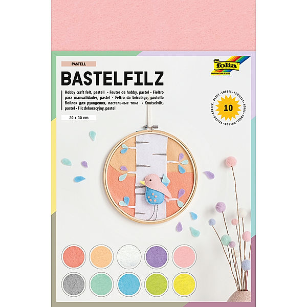 folia Bastelfilz PASTELL 10-teilig in bunt