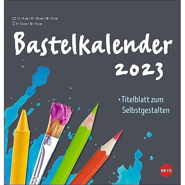 Bastelkalender 2023 anthrazit mittel. Blanko-Kalender zum Basteln mit extra Titelblatt für eine persönliche Gestaltung.