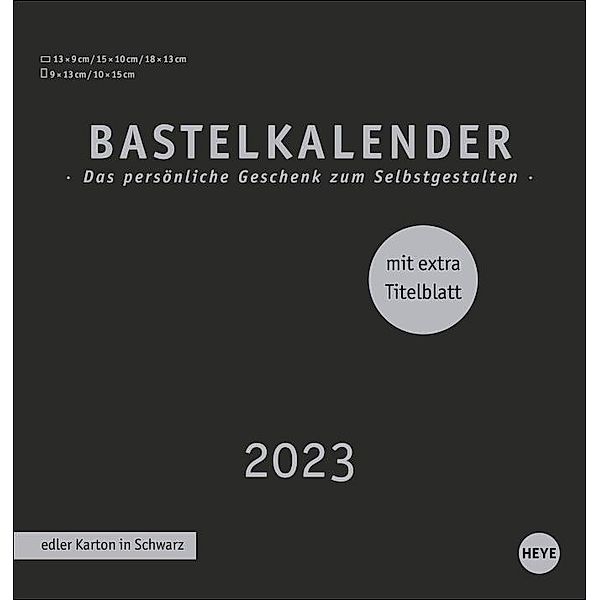 Bastelkalender 2023 Premium schwarz mittel. Blanko-Kalender zum Basteln mit extra Titelblatt für eine persönliche Gestal