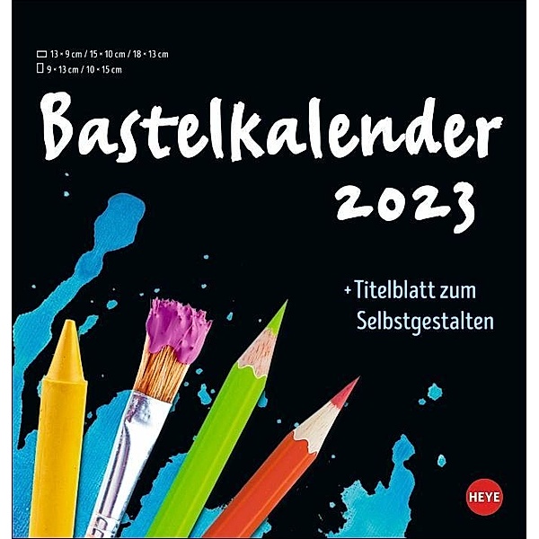 Bastelkalender 2023 schwarz mittel. Blanko-Kalender zum Basteln mit extra Titelblatt für eine persönliche Gestaltung. Fo