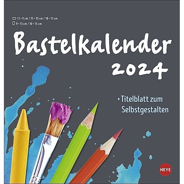 Bastelkalender 2024 anthrazit mittel. Blanko-Kalender zum Basteln mit extra Titelblatt für eine persönliche Gestaltung. Foto- und Bastelkalender 2024. Format 21 x 22 cm.