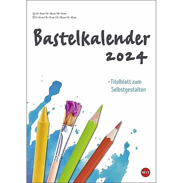 Bastelkalender 2024 weiß A4. Blanko-Kalender zum Basteln und Verzieren mit extra Titelblatt für eine persönliche Gestaltung. Foto- und Bastelkalender 2024.