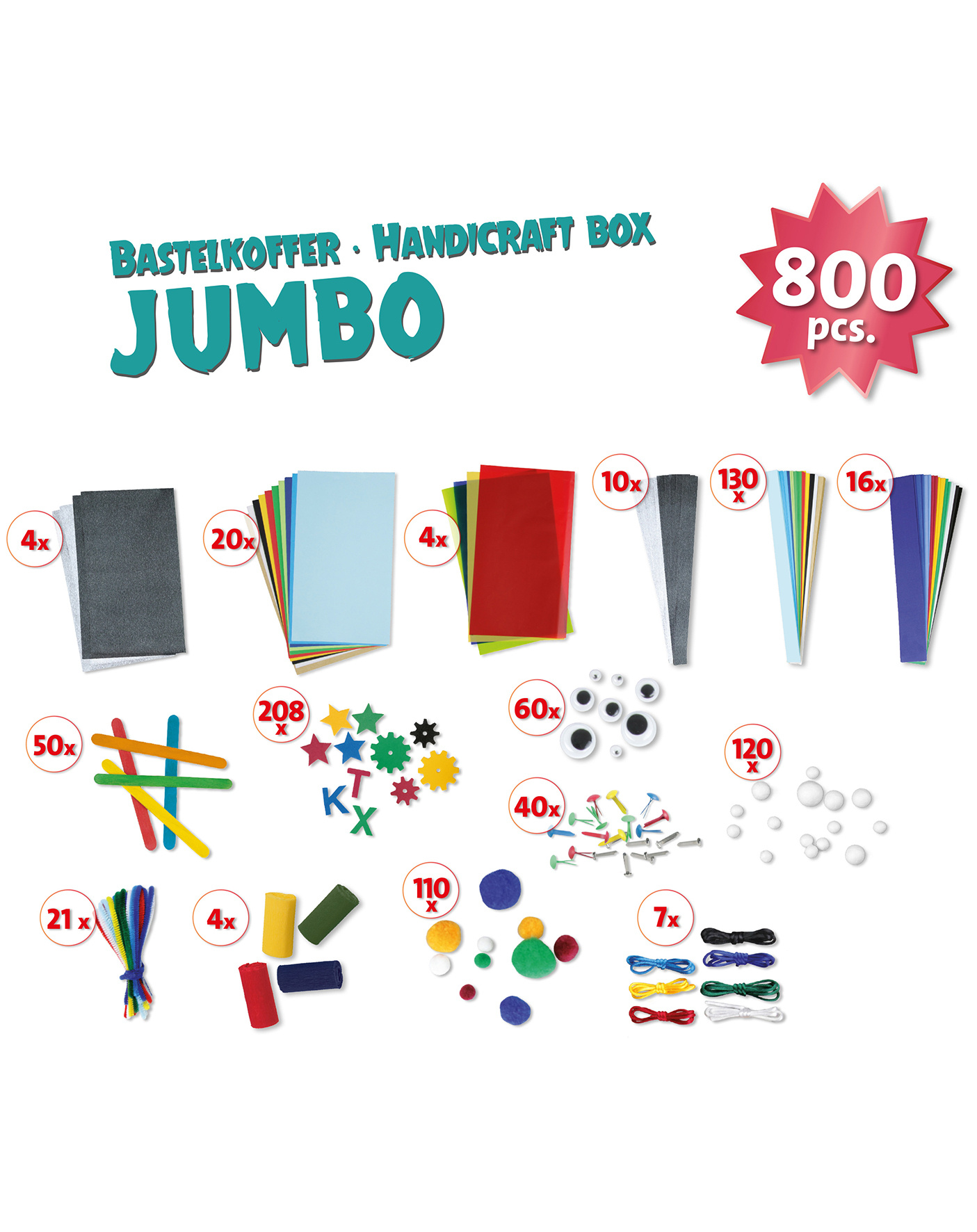 107-teilig Folia Jumbo Bastelbox Bastelkoffer Bastelset Kreativset 