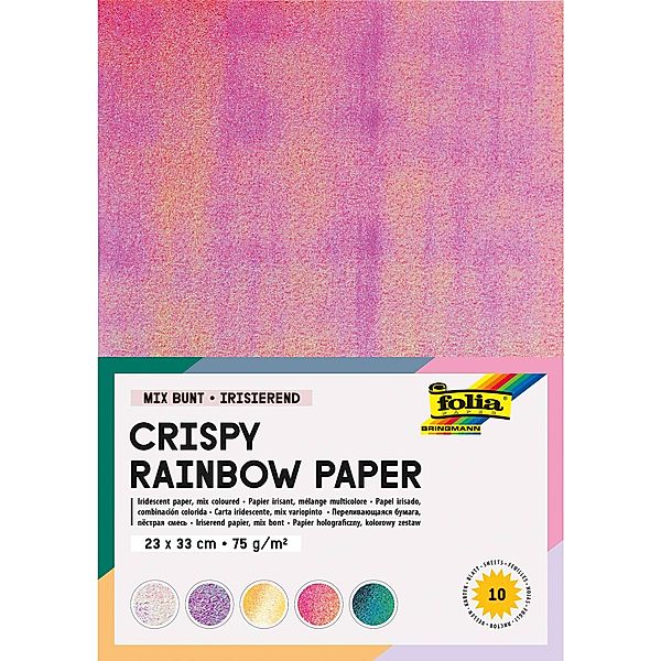 folia Bastelpapier CRISPY-RAINBOW (23x33cm) 10 Blatt