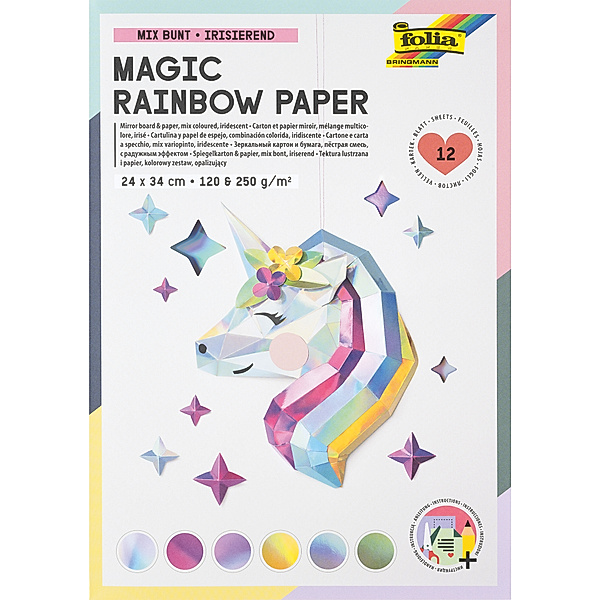 folia Bastelpapier MAGIC RAINBOW 12-teilig