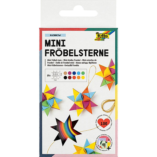 folia Bastelset MINI-FRÖBELSTERNE - RAINBOW 100-teilig