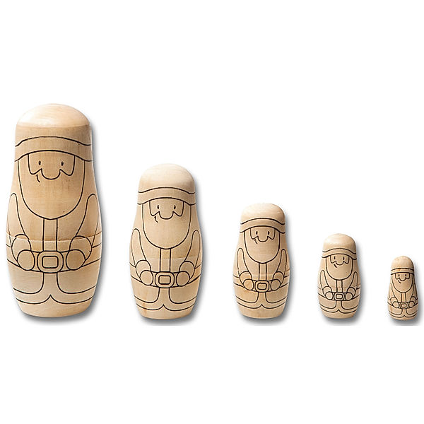 Bastelset Weihnachtsmann Matryoshka, 5er-Set