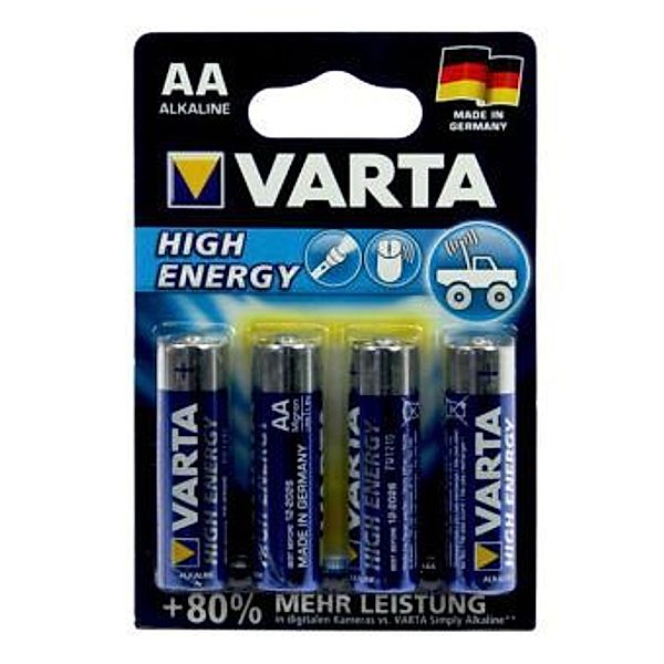 Batterie Varta Alkaline High Energy LR6 AA Mignon, 1,5 V, 4er