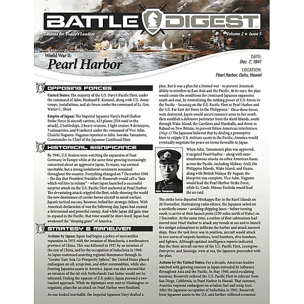 Battle Digest: Pearl Harbor / Battle Digest