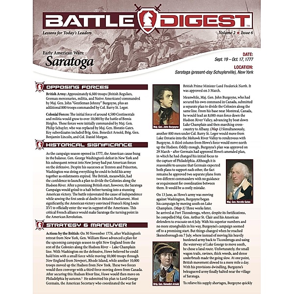 Battle Digest: Saratoga / Battle Digest, Petty Christopher J. Petty