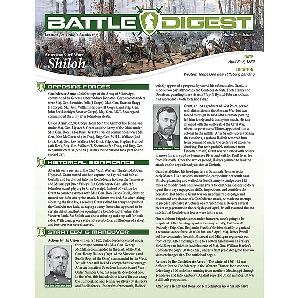 Battle Digest: Shiloh / Battle Digest, Christopher J. Petty, Michael E. Haskew