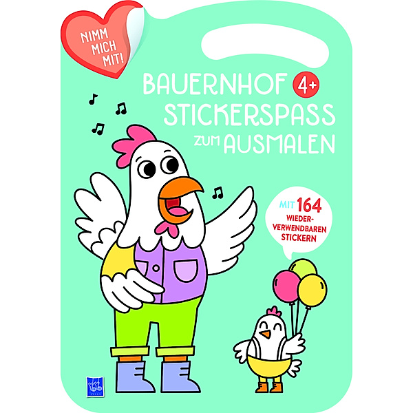 Bauernhof Stickerspaß zum Ausmalen 4+ (Cover blau, Henne), m. 164 Beilage