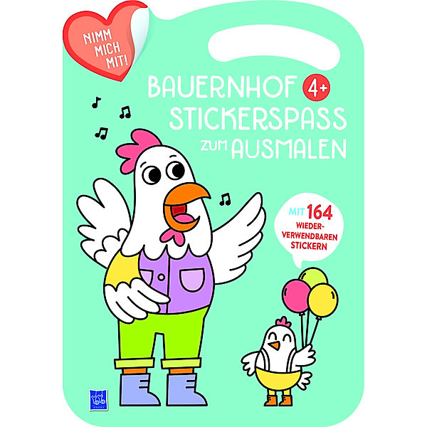 Bauernhof Stickerspaß zum Ausmalen 4+ (Cover blau, Henne), m. 164 Beilage