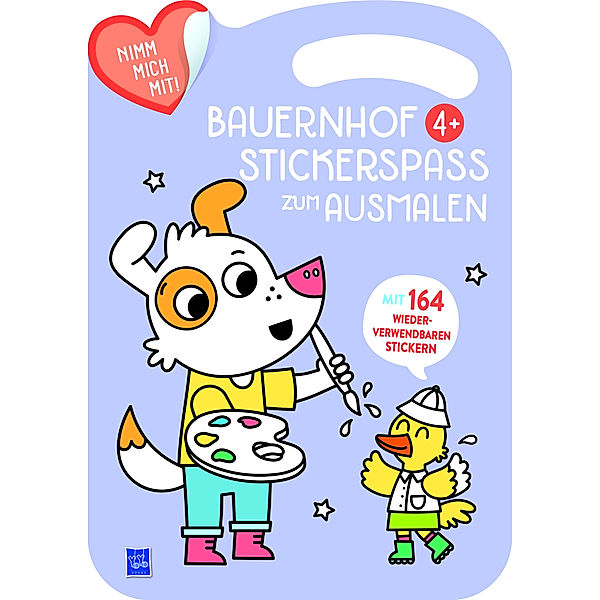 Bauernhof Stickerspass zum Ausmalen 4+ (Cover violett, Hund), m. 164 Beilage