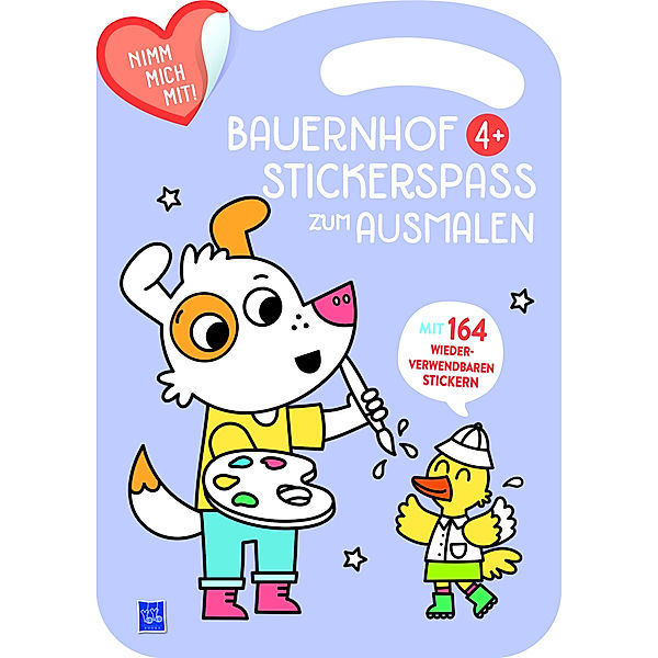 Bauernhof Stickerspaß zum Ausmalen 4+ (Cover violett, Hund), m. 164 Beilage