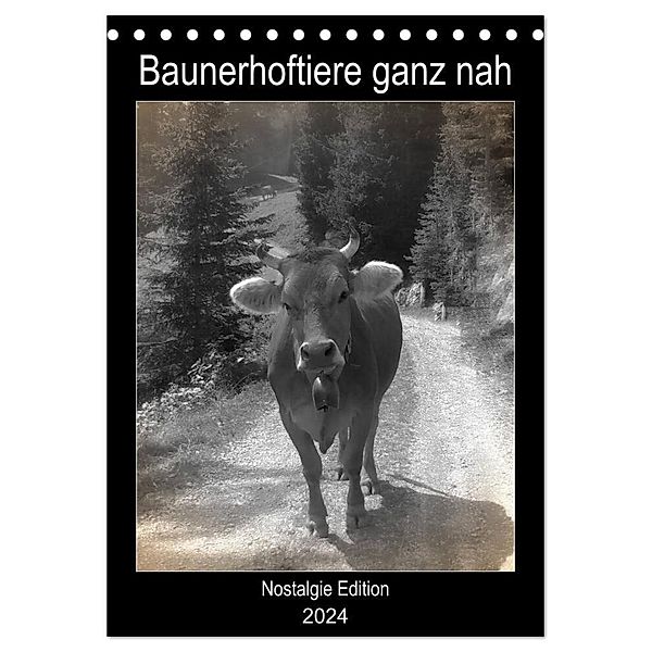 Bauernhoftiere ganz nah - Nostalgie Edition (Tischkalender 2024 DIN A5 hoch), CALVENDO Monatskalender, Kattobello