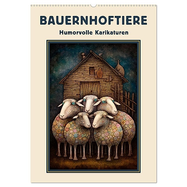 Bauernhoftiere - Humorvolle Karikaturen (Wandkalender 2024 DIN A2 hoch), CALVENDO Monatskalender, Calvendo, Erich Krätschmer