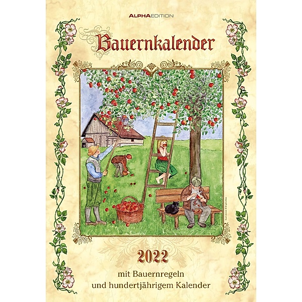 Bauernkalender 2022 - Bildkalender 23,7x34 cm - mit Wetterprognosen, Bauernregeln und liebevollen Illustrationen - Wandk