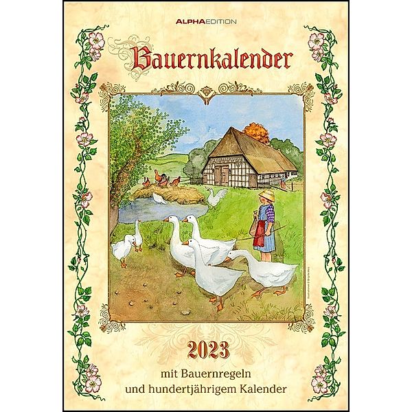 Bauernkalender 2023 - Bildkalender 23,7x34 cm - mit Wetterprognosen, Bauernregeln und liebevollen Illustrationen - Wandk