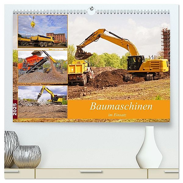 Baumaschinen im Einsatz (hochwertiger Premium Wandkalender 2025 DIN A2 quer), Kunstdruck in Hochglanz, Calvendo, Babetts Bildergalerie - Babett Paul