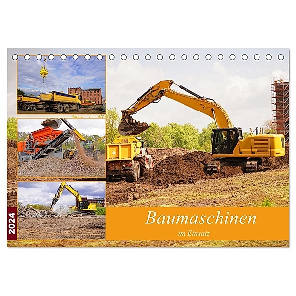 Baumaschinen im Einsatz (Tischkalender 2024 DIN A5 quer), CALVENDO Monatskalender, Babetts Bildergalerie - Babett Paul