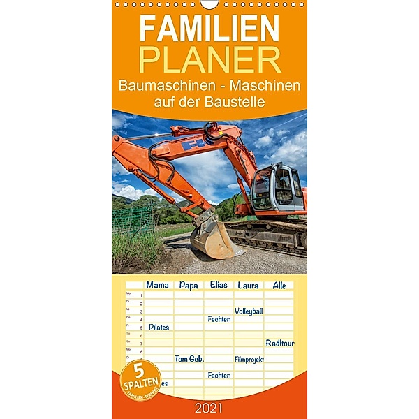 Baumaschinen - Maschinen auf der Baustelle - Familienplaner hoch (Wandkalender 2021 , 21 cm x 45 cm, hoch), Georg Niederkofler