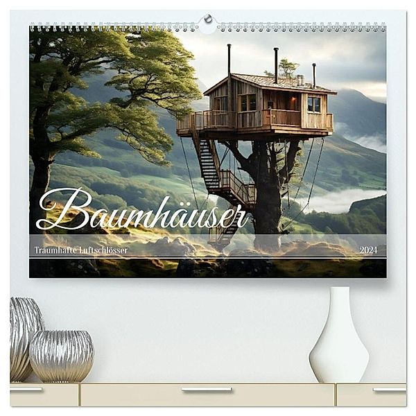 Baumhäuser - Traumhafte Luftschlösser (hochwertiger Premium Wandkalender 2024 DIN A2 quer), Kunstdruck in Hochglanz, Daniela Tapper