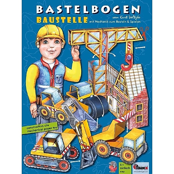 Atelier Color Baustelle Bastelbogen mit Baufahrzeugen & Papiermechanik