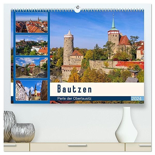 Bautzen - Perle der Oberlausitz (hochwertiger Premium Wandkalender 2024 DIN A2 quer), Kunstdruck in Hochglanz, LianeM