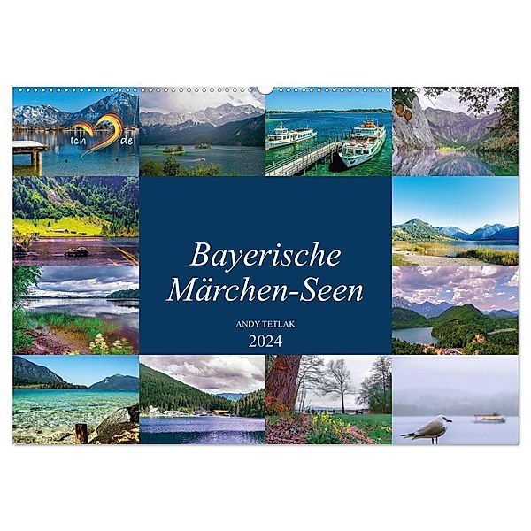 Bayerische Märchen-Seen (Wandkalender 2024 DIN A2 quer), CALVENDO Monatskalender, Andy Tetlak