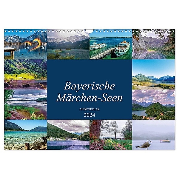 Bayerische Märchen-Seen (Wandkalender 2024 DIN A3 quer), CALVENDO Monatskalender, Andy Tetlak