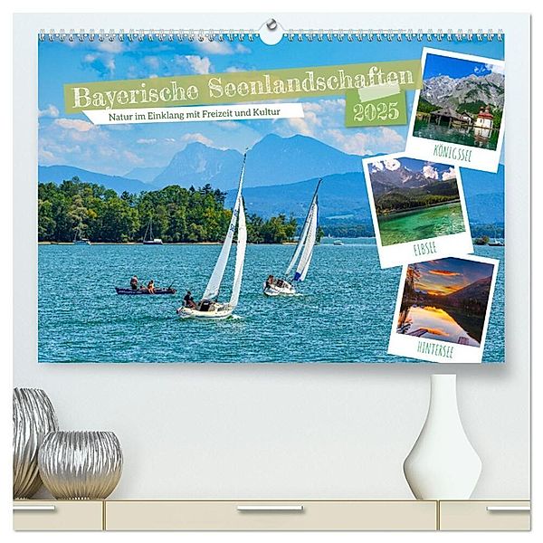 Bayerische Seenlandschaften - Natur im Einklang mit Freizeit und Kultur (hochwertiger Premium Wandkalender 2025 DIN A2 quer), Kunstdruck in Hochglanz, Calvendo, Dieter Wilczek