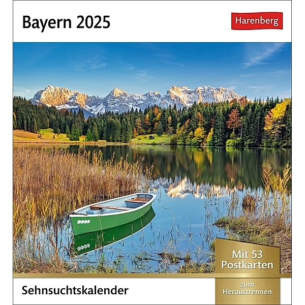 Bayern Sehnsuchtskalender 2025 - Wochenkalender mit 53 Postkarten