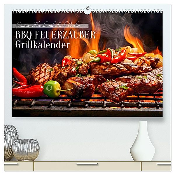 BBQ Feuerzauber - Grillkalender (hochwertiger Premium Wandkalender 2024 DIN A2 quer), Kunstdruck in Hochglanz, Anja Frost