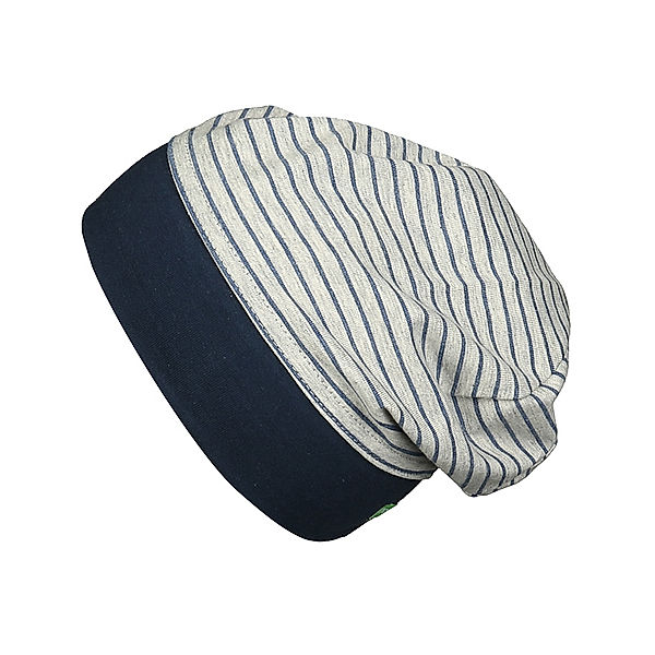 maximo Beanie BASIC MULTI gestreift in grau melange/dunkelblau