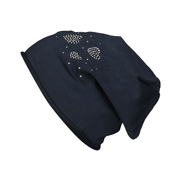 maximo Beanie HEART mit Strasssteinen in navy