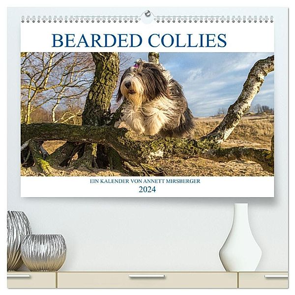 BEARDED COLLIES 2024 (hochwertiger Premium Wandkalender 2024 DIN A2 quer), Kunstdruck in Hochglanz, Annett Mirsberger
