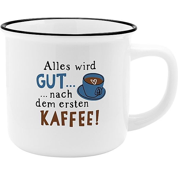 Becher in Emailleoptik Das Glück soll immer an deiner Seite sein!