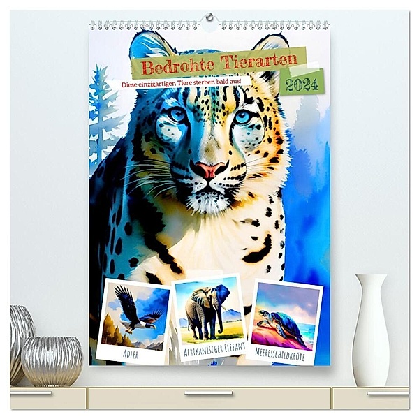 Bedrohte Tierarten 2024 (hochwertiger Premium Wandkalender 2024 DIN A2 hoch), Kunstdruck in Hochglanz, Steffani Lehmann
