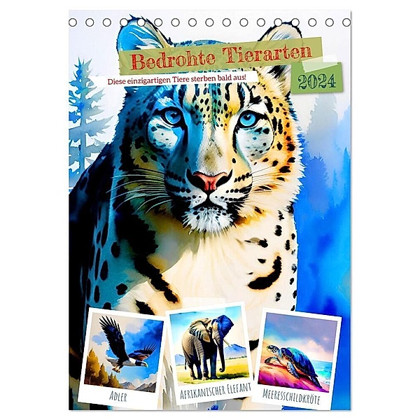 Bedrohte Tierarten 2024 (Tischkalender 2024 DIN A5 hoch), CALVENDO Monatskalender, Steffani Lehmann