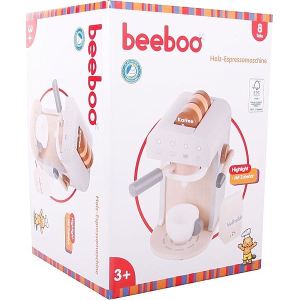 Beeboo Kitchen Holz Espressomaschine mit Zubehör, 9-teilig