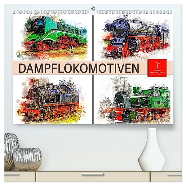 Beeindruckende Dampflokomotiven (hochwertiger Premium Wandkalender 2024 DIN A2 quer), Kunstdruck in Hochglanz, Peter Roder