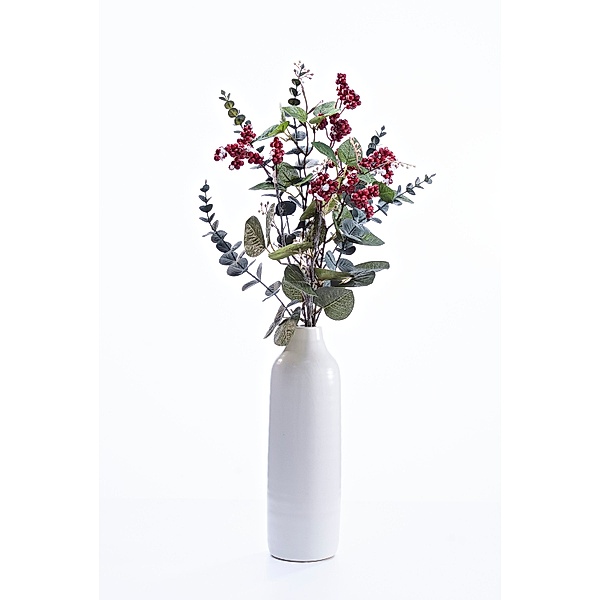 Beeren-Eukalyptus-Bouquet mit Keramikvase