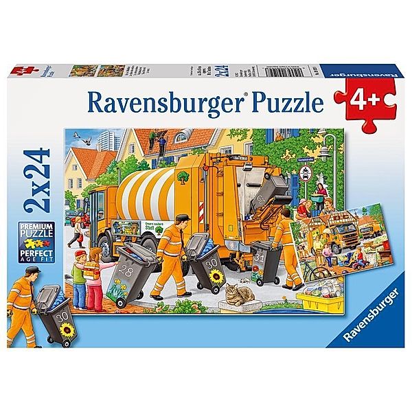 Bei der Müllabfuhr Puzzle 2 x 24 Teile