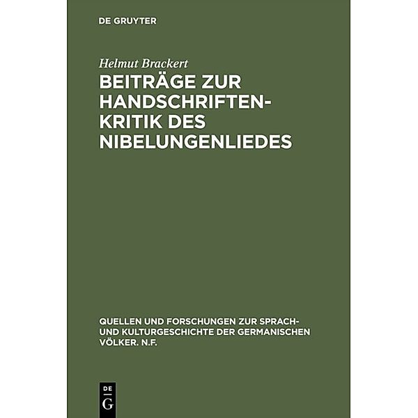 Beiträge zur Handschriftenkritik des Nibelungenliedes, Helmut Brackert