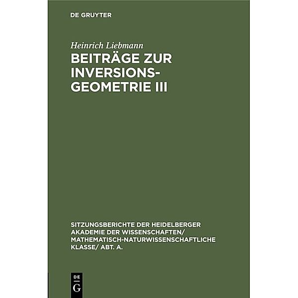 Beiträge zur Inversionsgeometrie III, Heinrich Liebmann