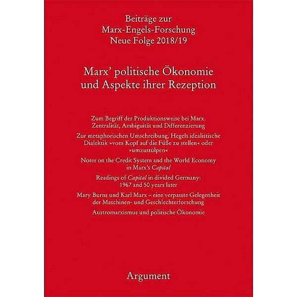 Beiträge zur Marx-Engels-Forschung / 2018/19 / Marx' politische Ökonomie und Aspekte ihrer Rezeption