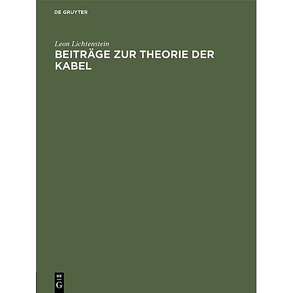 Beiträge zur Theorie der Kabel / Jahrbuch des Dokumentationsarchivs des österreichischen Widerstandes, Leon Lichtenstein