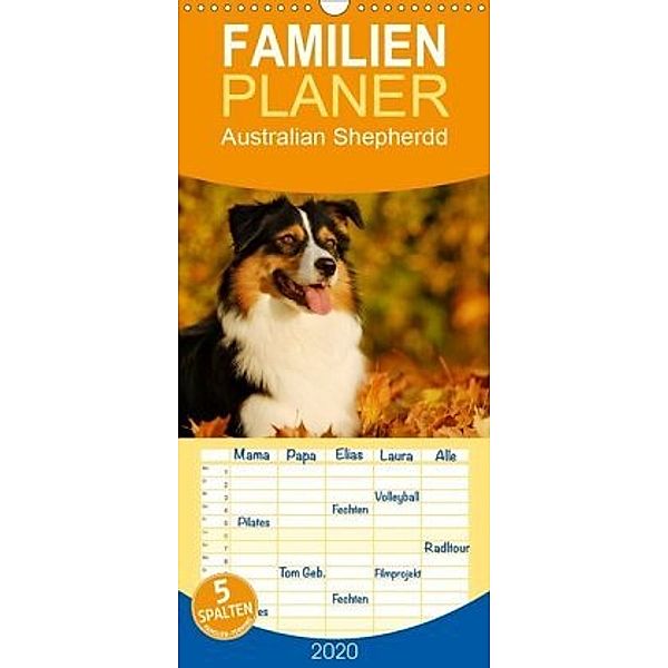 Bekannt wie ein bunter Hund. Australian Shepherd - Familienplaner hoch (Wandkalender 2020 , 21 cm x 45 cm, hoch), Sigrid Starick